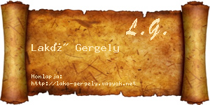Lakó Gergely névjegykártya